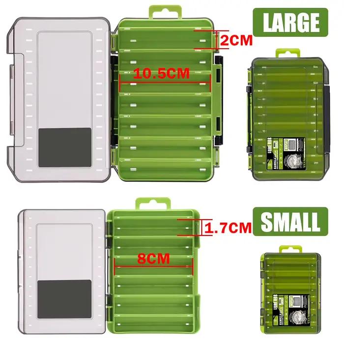 Boîte de pêche 14 compartiments double face pour leurres, hameçons et accessoires, organisateur de matériel