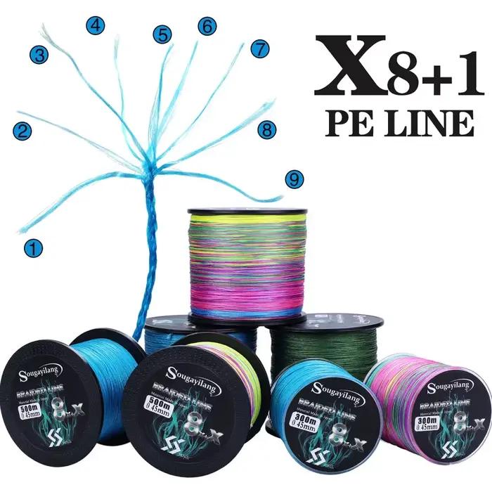 Ligne pêche tressée PE Sougayilang 300M-1000M - 6 couleurs haute résistance pour pêche sportive