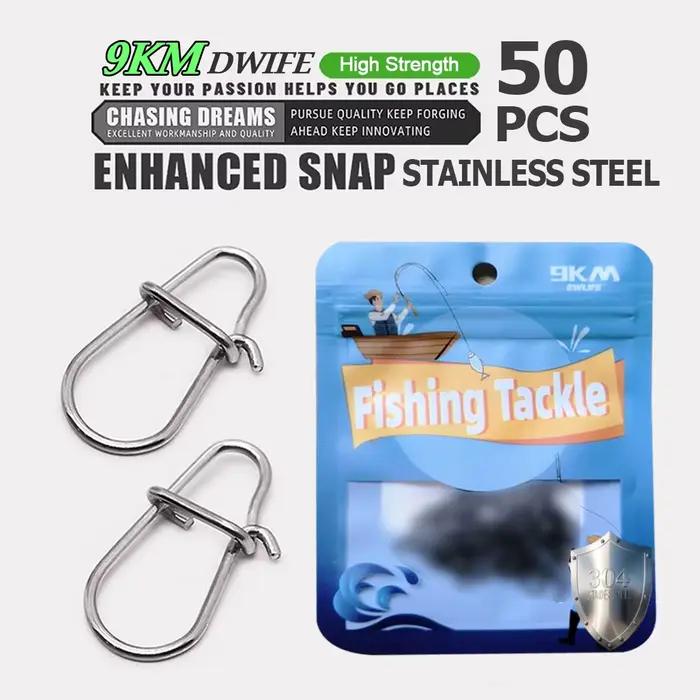 50 clips rapides en acier inoxydable pour raccords de pêche mer et eau douce