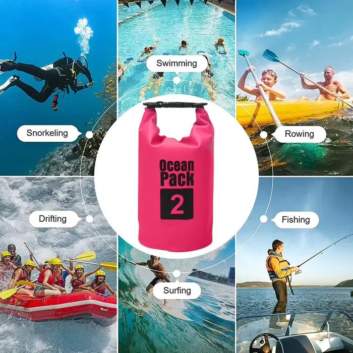 Sac étanche 2L à 10L pour rafting kayak randonnée aquatique pêche navigation flottant