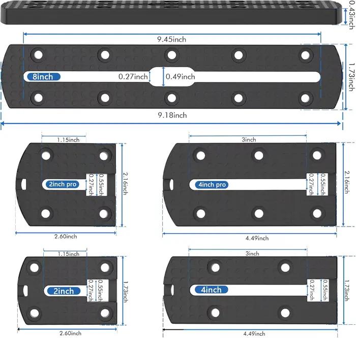 Rails bas profil pour kayak de pêche - 2 pièces avec surface antidérapante pour accessoires