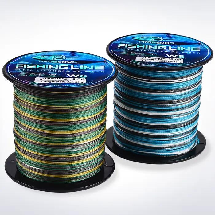 Ligne de pêche tressée Proberos 8 brins PE multifilament, anti-abrasion Blue Camo 20-106LB pour 109 yards