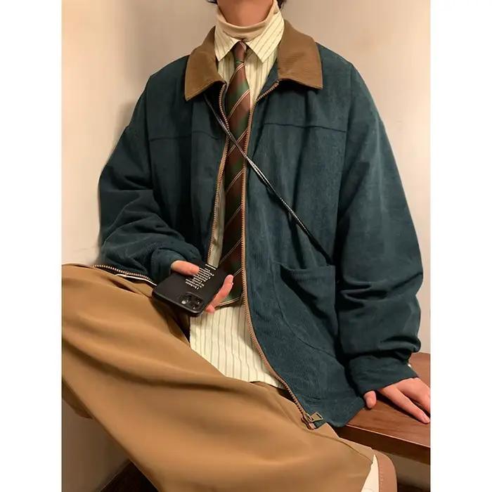 Bomber vintage américain 2025 homme loose cargo pêche automne style rétro coupe-vent