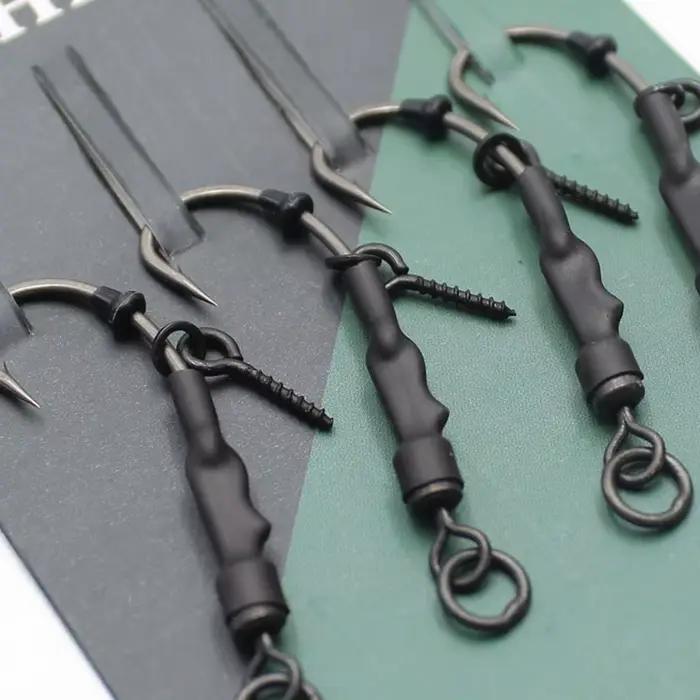 4 montages carpe prêts à pêcher pour bouillettes avec hameçons tailles 2, 4 et 6