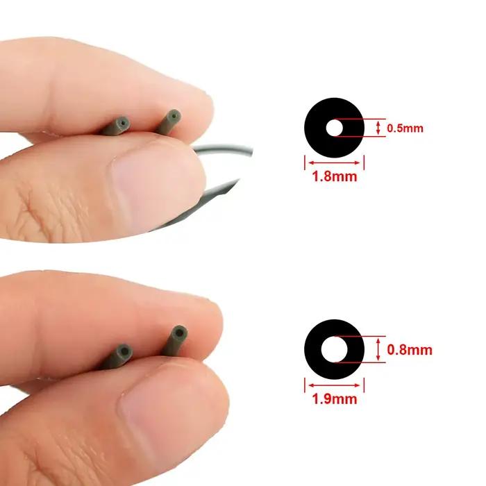 Tube silicone pêche carpe pour hameçons et montages système sécurité lead-clip 0.5x1.8mm 0.8x1.9mm 3 mètres
