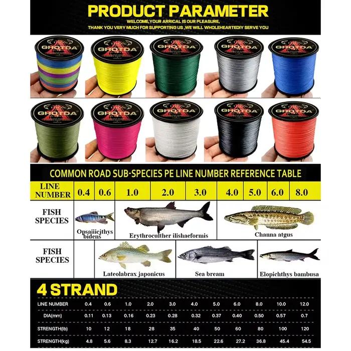 Ligne GHOTDA 300-1000m 4 brins multifilament pêche carpe 10-120lb - Grande capacité