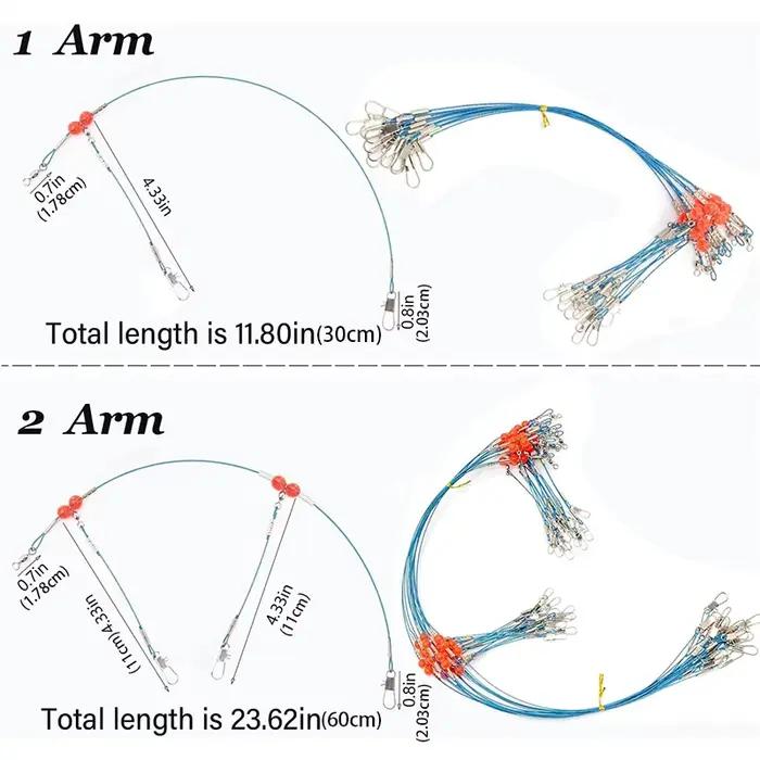 Bas de ligne acier inoxydable Leader Rig bleu avec snap pour pêche en mer et bar