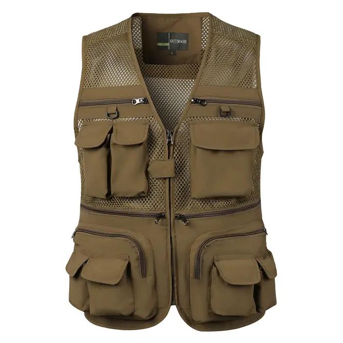 Veste tactique homme sans manches multi-poches mesh pour pêche et travail en été