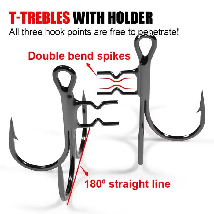 Hameçons triple T-Trebles à pointes porte-appâts pour leurres souples et swimbaits pêche