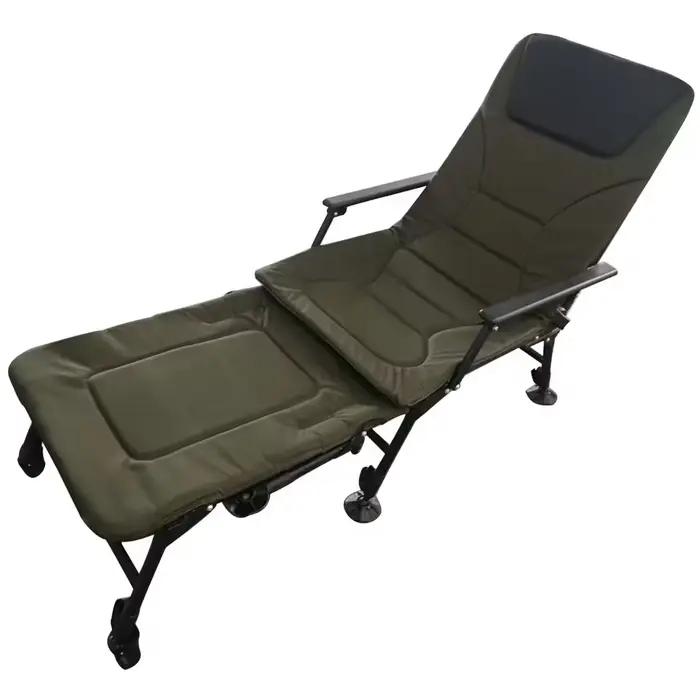 Chaise de pêche multifonction allongée spéciale carpe avec dossier réglable pour camping extérieur confortable
