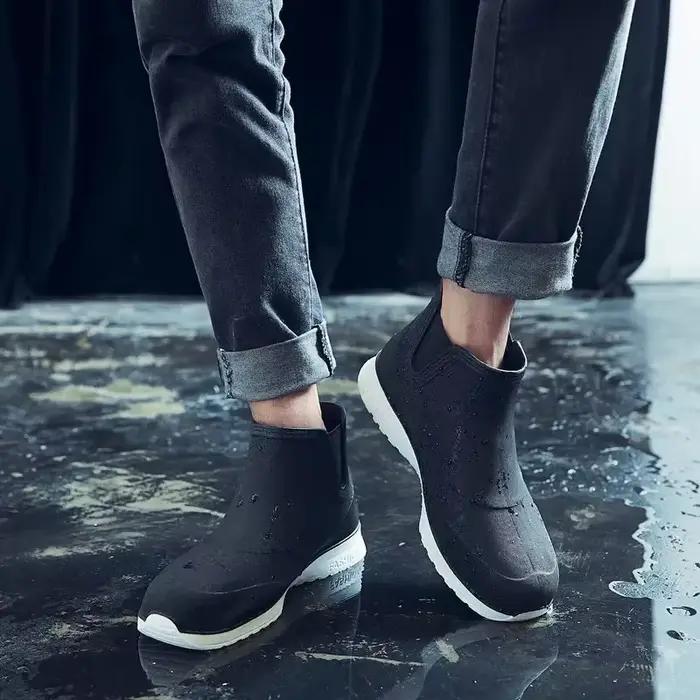 Bottes pluie homme PVC courtes antidérapantes pêche lavage auto extérieur semelle souple