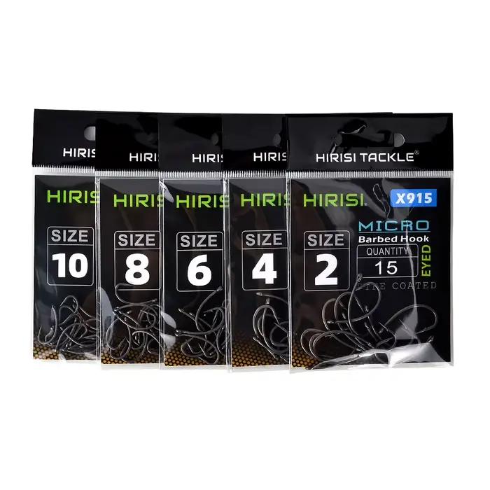 Hameçons carpe Hirisi 30x micro-barbe acier haute teneur en carbone, avec œillet et revêtement PTFE anti-corrosion