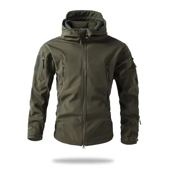 Softshell tactique pêche hiver homme - Veste polaire camouflage capuche - Imperméable coupe-vent outdoor