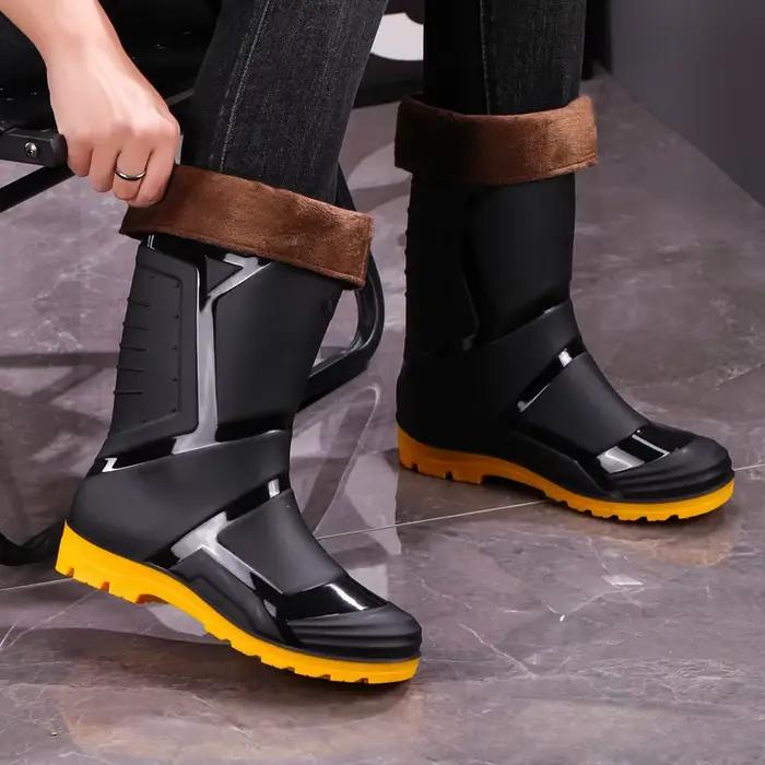 Bottes de pêche mi-mollet homme doublées polaire imperméables anti-dérapantes renforcées pour extérieur