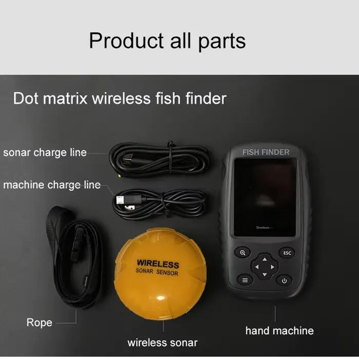 Détecteur poissons sans fil matriciel couleur capteur sondeur transducteur batterie rechargeable