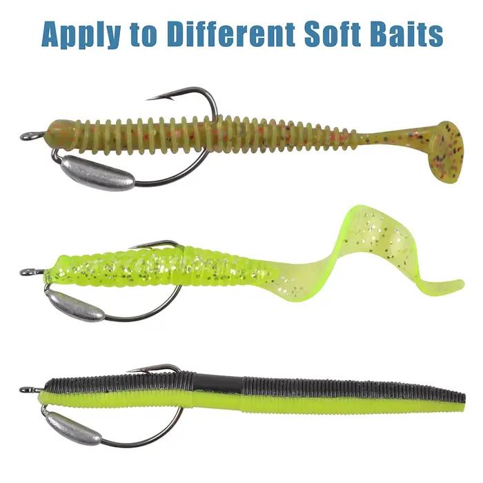25 hameçons texas rig weighted offset pour bass - pêche eau douce et mer