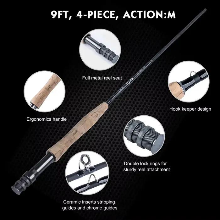 Canne à pêche mouche combo Goture 2.7m 9FT carbone 30+36T léger voyage truite saumon perche brochet