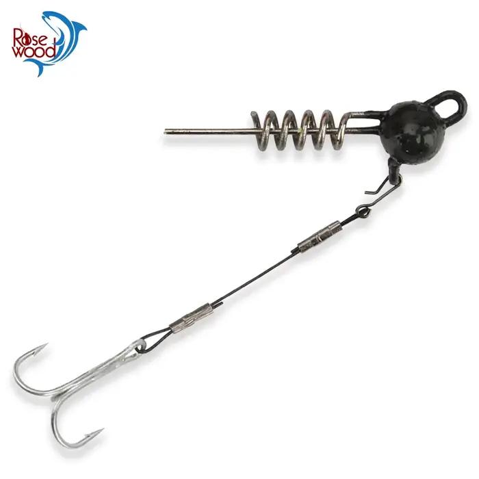 Tête Jig en bois de rose avec hameçons triple aiguisés - montage stinger rig pour basse, brochet et mer