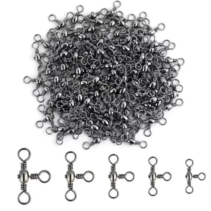 50 connecteurs trois branches nickelés noirs - Émerillons T pêche avec séparateur de ligne accessoires