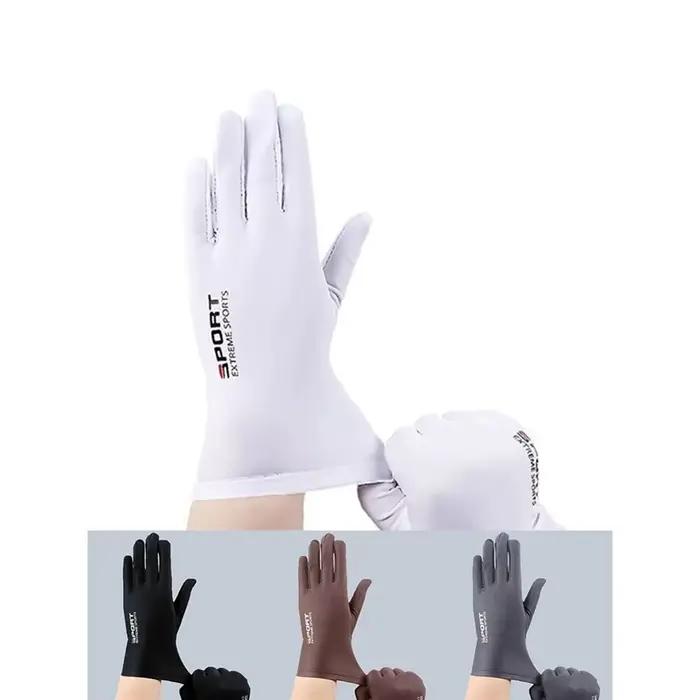 Gants de pêche homme été soie glacée protection solaire conduite vélo randonnée doigts entiers