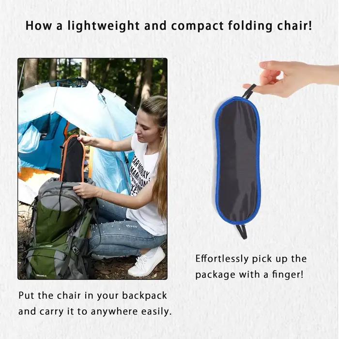 Chaise pliante ultralégère 2 pièces pour pêche, camping et voyage - Siège portable pour extérieur