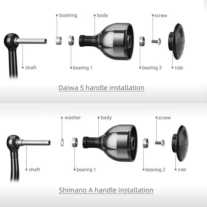 Poignée aluminium Gomexus 30mm pour moulinet Shimano Stradic Daiwa Stella réglage personnalisé