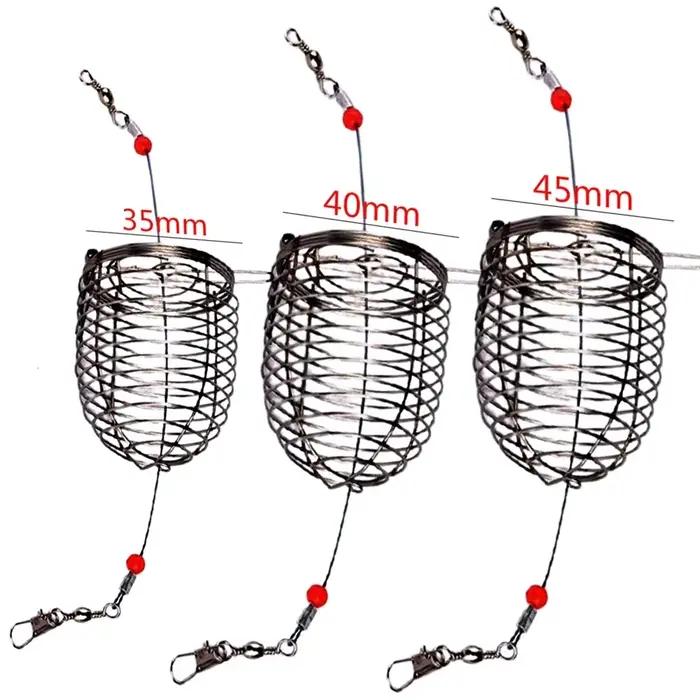 Lot de 5 cages à appâts pêche en acier inoxydable pour amorce feeder et leurres accessoires