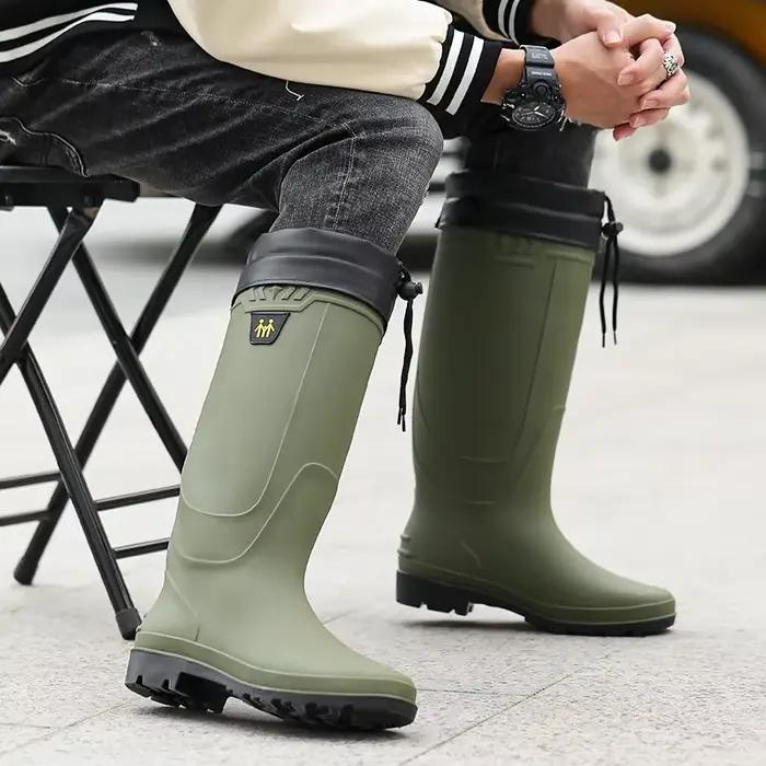 Grandes tailles bottes de pêche hautes semelle épaisse étanches chantier antidérapantes toutes saisons