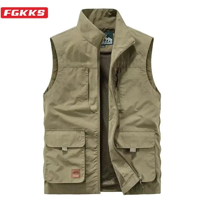 Veste de pêche légère homme multi-poches pour randonnée et loisirs en plein air