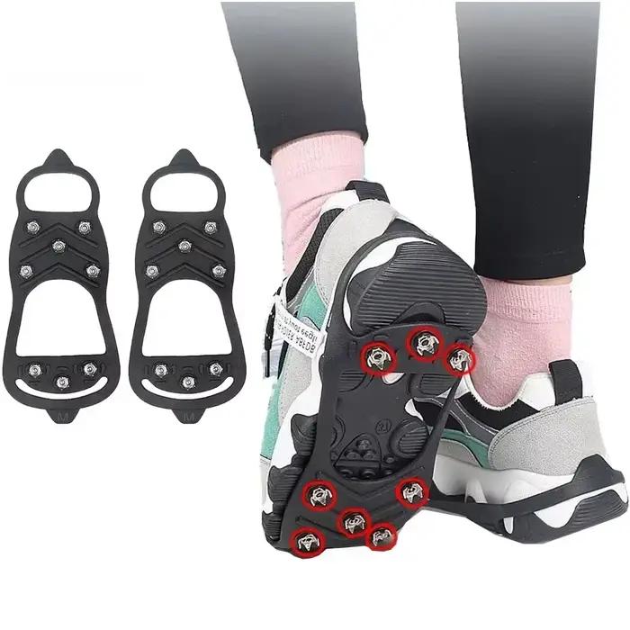 Crampons 8 pointes pour chaussures de pêche hivernale - Anti-dérapant glace et neige sécurité
