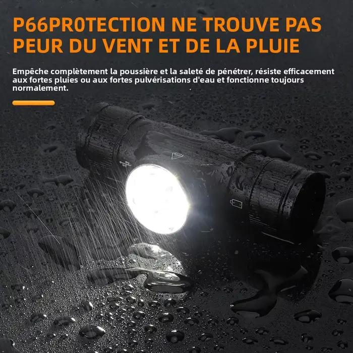 BORUiT HP330 lampe frontale 3 LED 1200LM étanche rechargeable Type-C pour pêche camping - Torche frontale