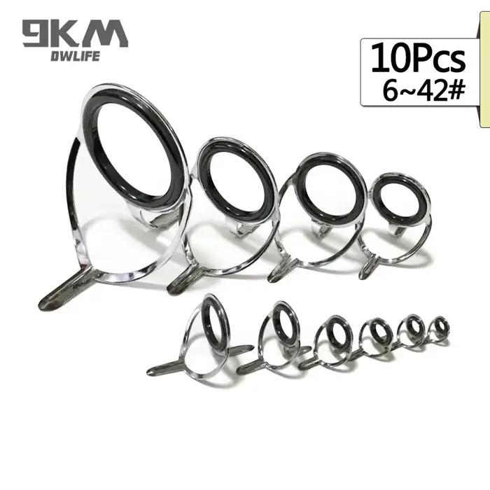 Kit réparation 10 guides anneaux canne mixte taille - Acier inoxydable eau douce et mer 6-42#