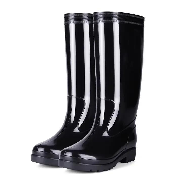 Bottes de pluie pêche homme tube haut imperméables antidérapantes avec doublure polaire chaude
