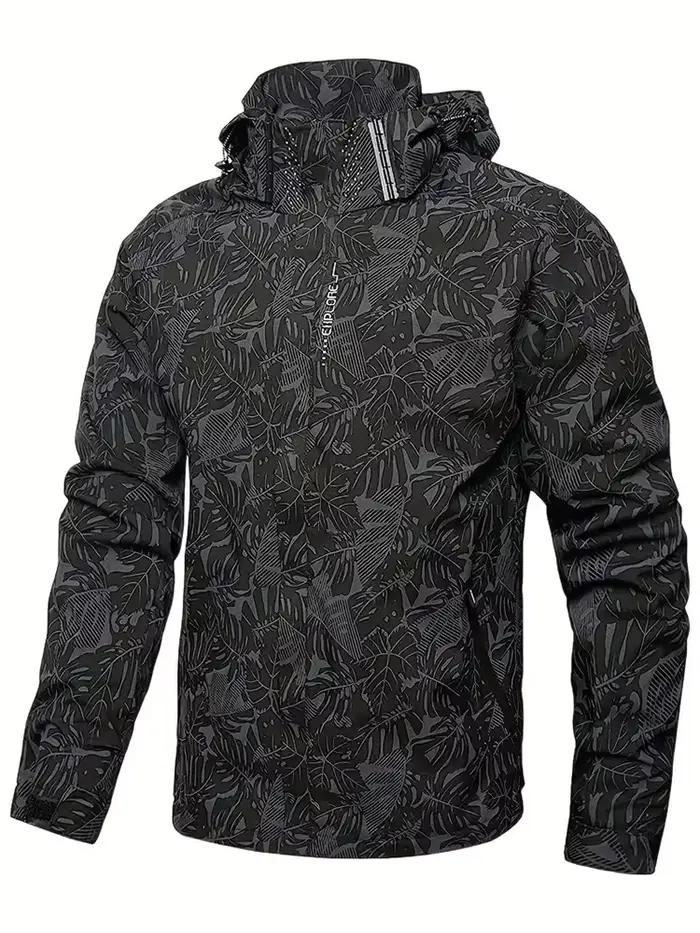 Veste imperméable homme pêche automne avec capuche - Vêtement technique extérieur grande taille