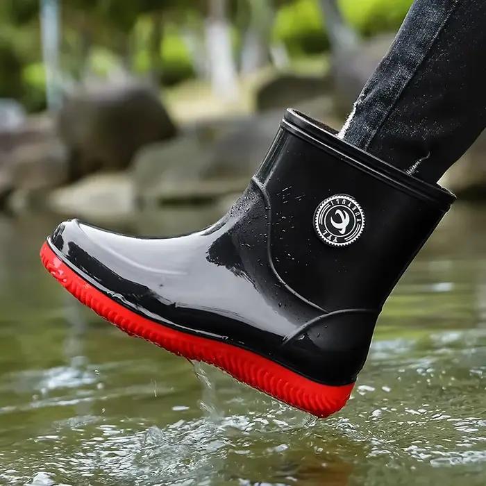 Bottes de pluie pour hommes printemps automne mi-mollet antidérapantes pour randonnée pêche travail occaions spéciales