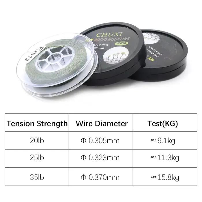 Ligne de pêche à la carpe 20m tresse souple 12 brins 20/25/35LB pour montage hair rig