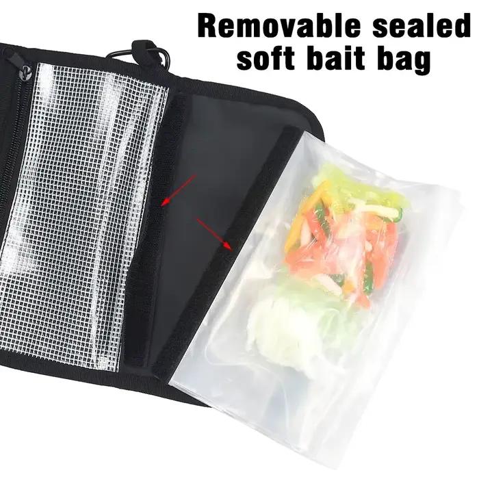 Sac de rangement leurres souples PVC compartimenté étanche pour pêche accessoires