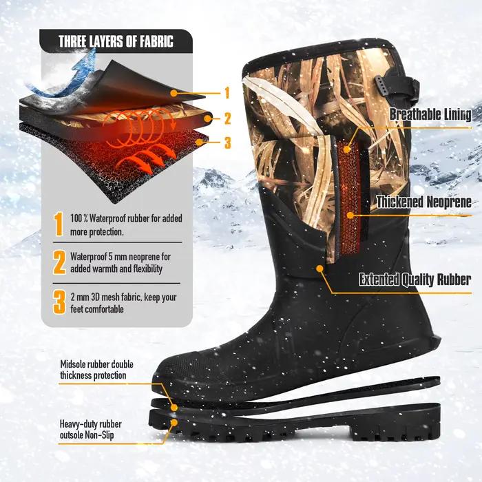 Bottes de pluie camouflage GUGULUZA hautes waterproof - Chaussures de pêche et chasse antidérapantes en néoprène