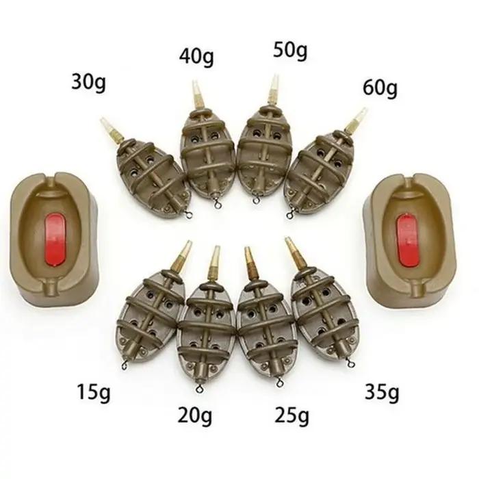 Moule à feeder inline FLYSAND - Kit de 4 feeders pour pêche à la carpe avec porte-amorce intégré