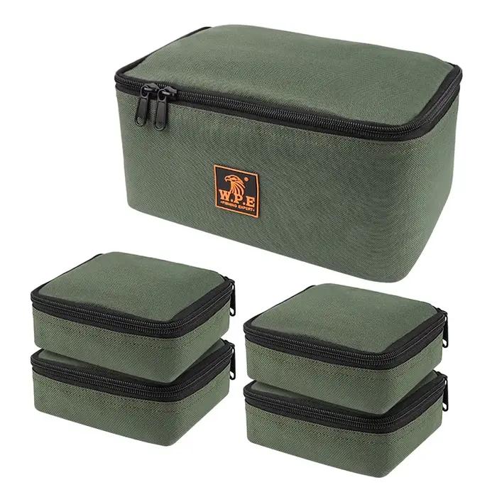 Sac organisateur pêche avec 4 poches pour rangement moulinets et leurres accessoires pêche pratique