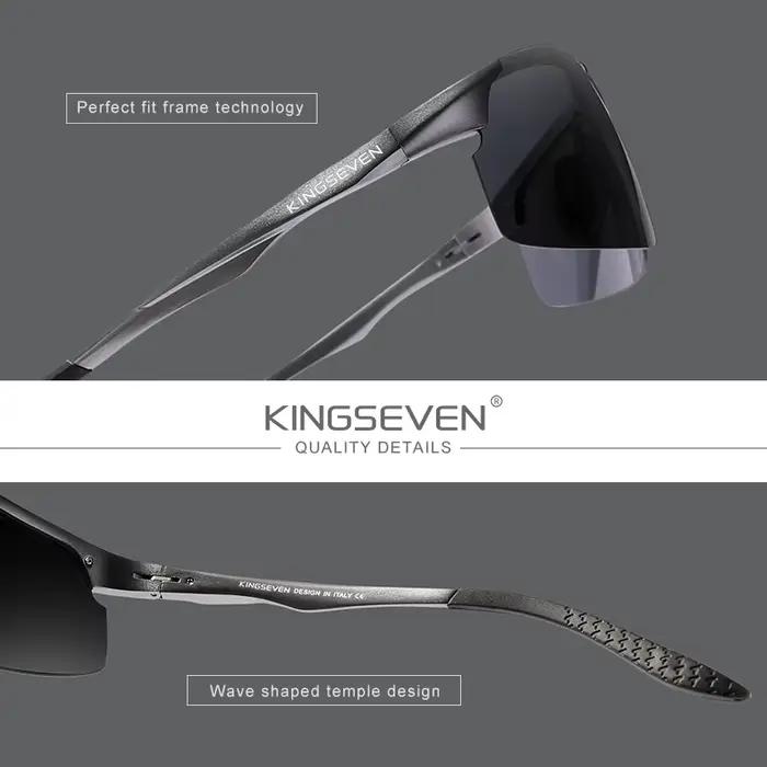 Lunettes de soleil polarisées KINGSEVEN pour pêche en mer - Verres miroir aluminium aviation qualité premium