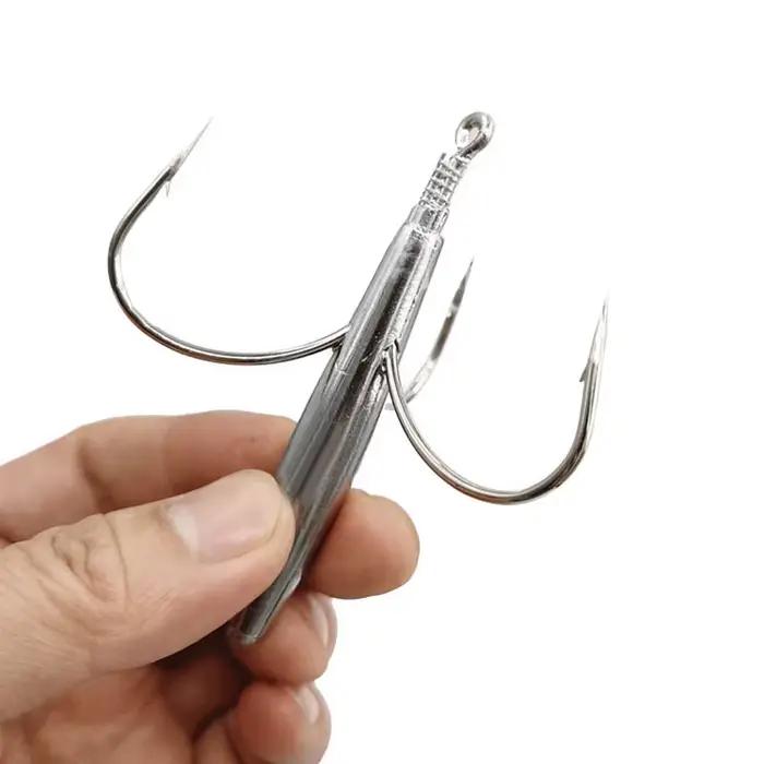 Hameçons triples mer 20g-100g pour gros bars - acier carbone barbelés Hullegi pêche au gros