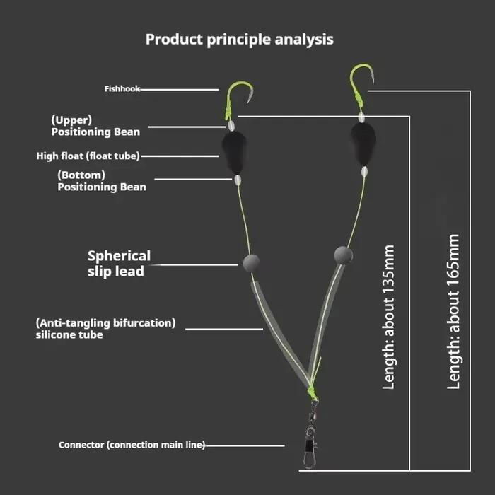 Flotteur de pêche inversé double hameçon haute sensibilité pour mer et eau douce