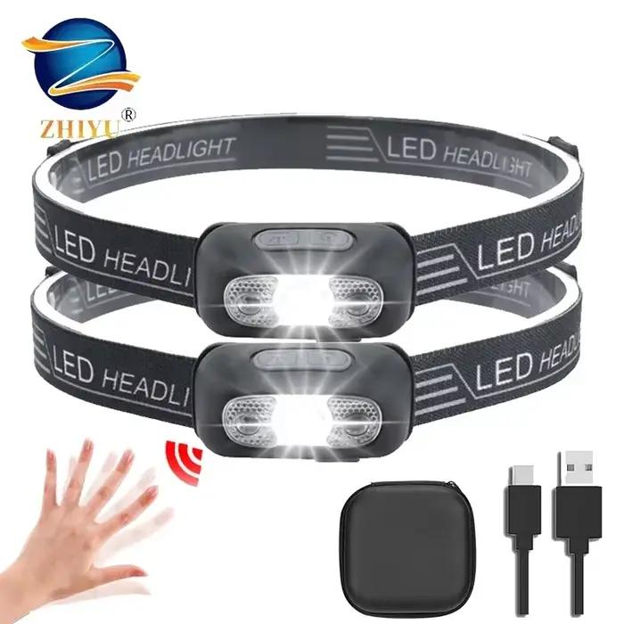 Lampe frontale LED mini rechargeable USB pêche nocturne détection vague camping lampe de pêche