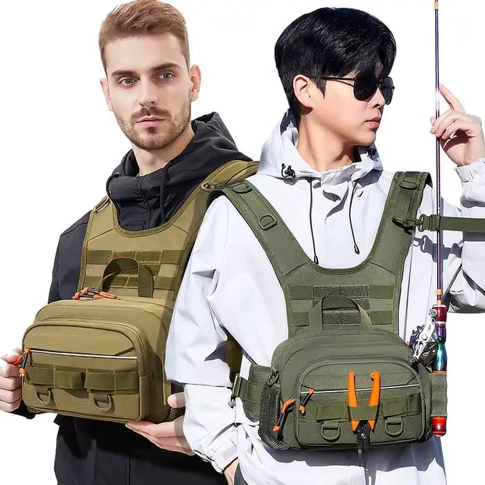 Sac à dos de pêche tactique avec porte-cannes et système Molle pour équipement de pêche et randonnée