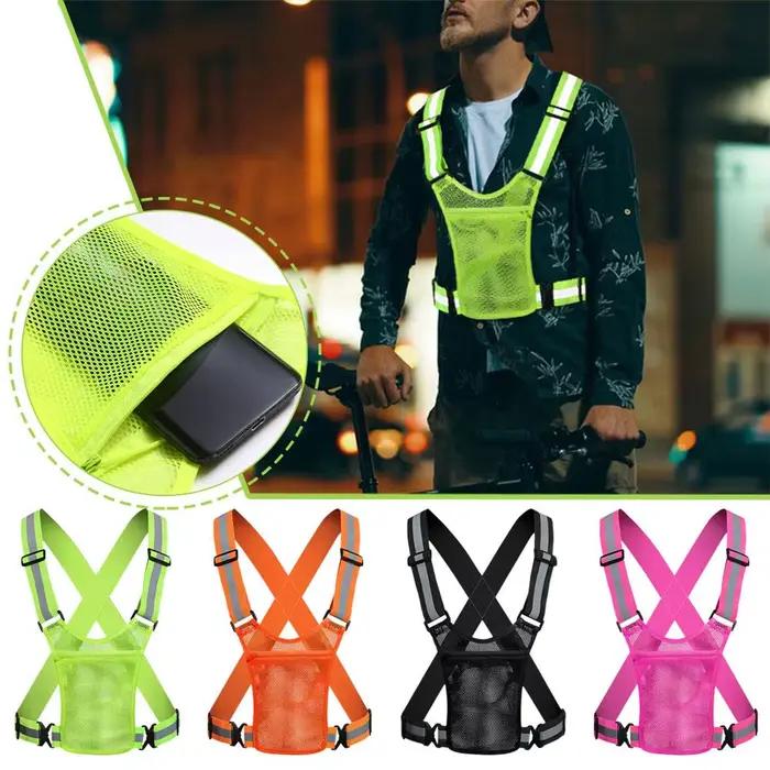 Gilet de sécurité réfléchissant avec rangement - Veste ajustable légère pour pêche, cyclisme et sports outdoor