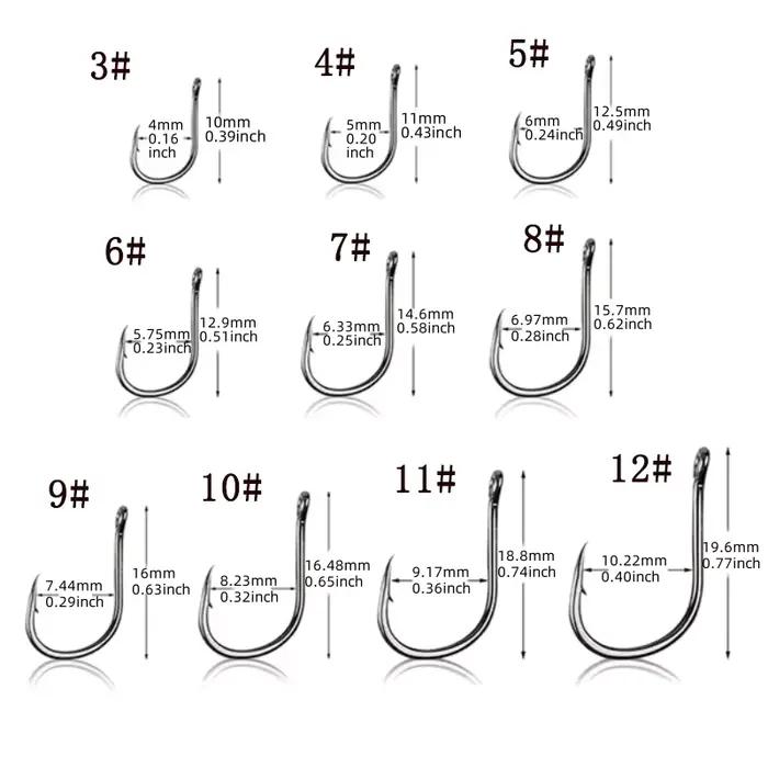Hameçons carpe acier carbone qualité supérieure - 100/200/300 pièces par boîte - 10 tailles disponibles