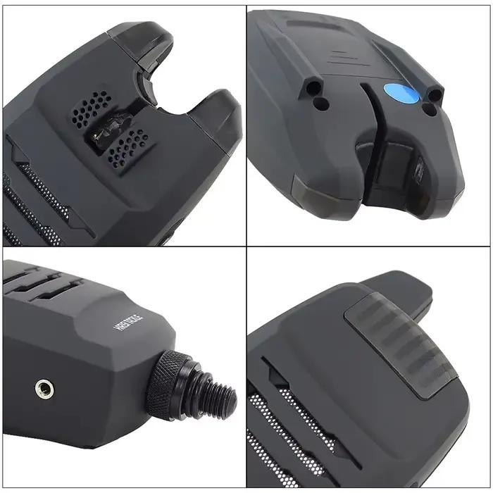 Set alarme pêche sans fil Hirisi B1228 1+4 - indicateur morsure électronique LED et sonore avec snag ear
