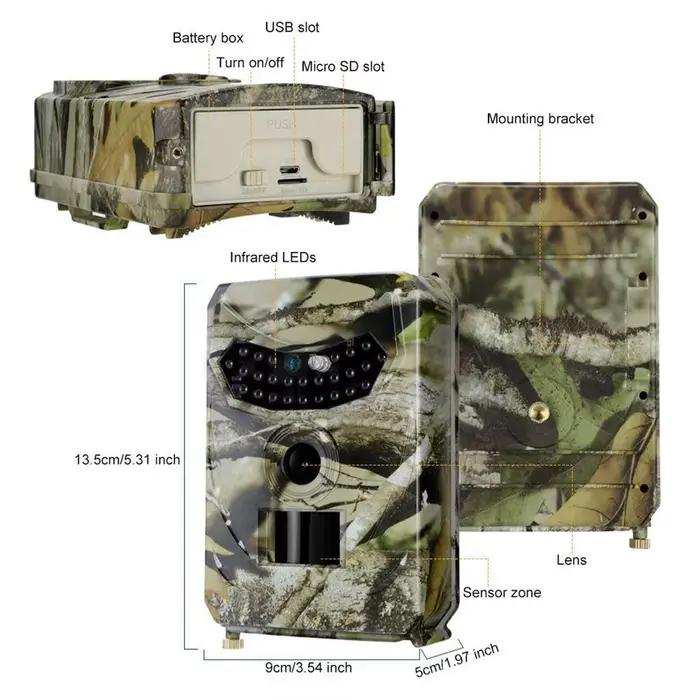 Caméra PR100 940nm vision nocturne invisible - 12MP étanche pour pièges photos nocturnes chasse