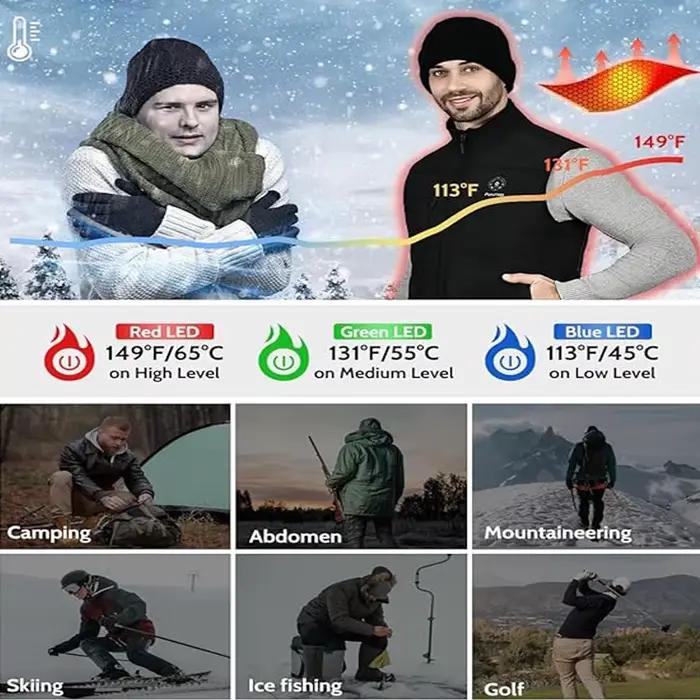 Veste chauffante graphene USB camping - Manteau électrique chauffant sport homme femme hiver